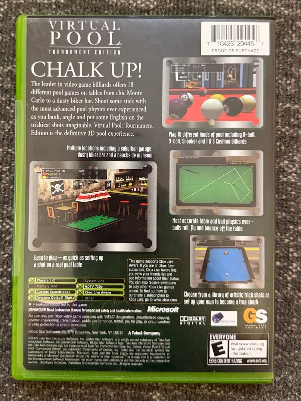 2005 Virtual Pool Tournament Edition Microsoft Xbox Original with Manual Vintage